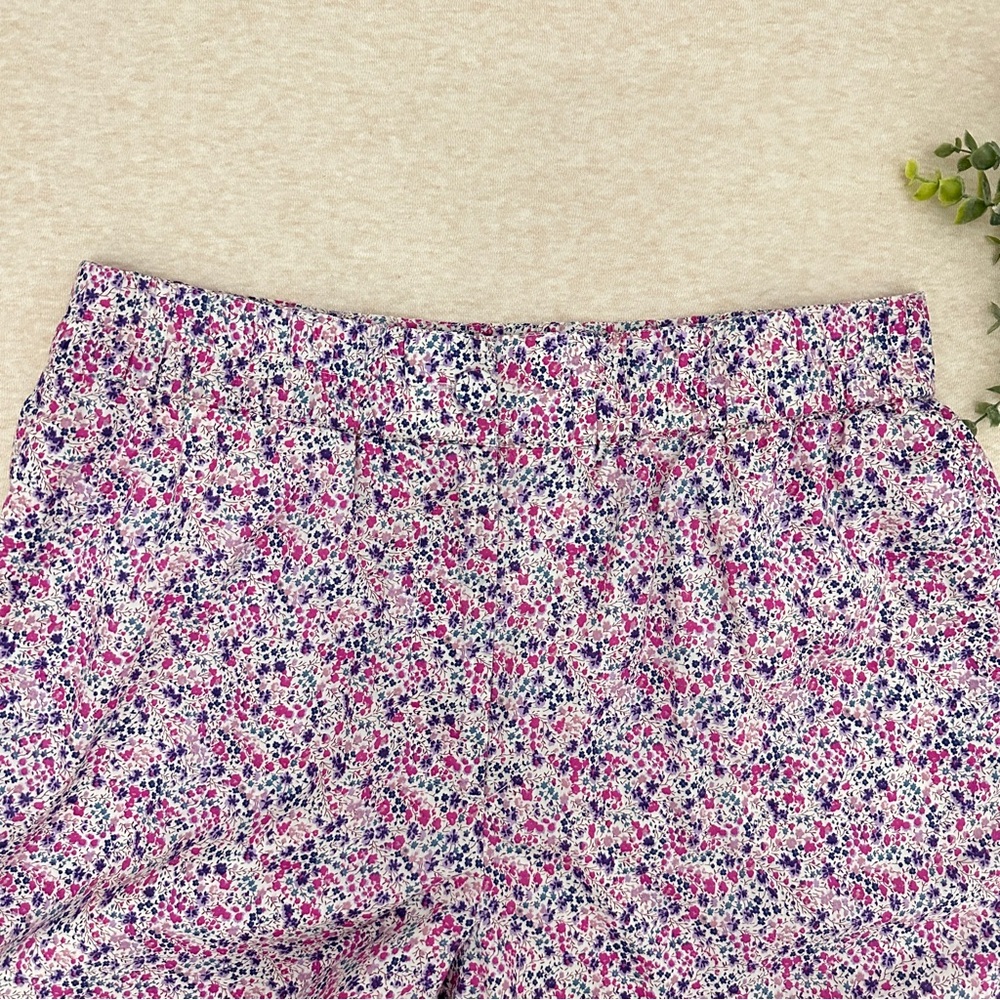 J. Crew Women's Liberty Floral Pink Cotton Elastic Waist Crop Pants Size 12 - Picture 4 of 14